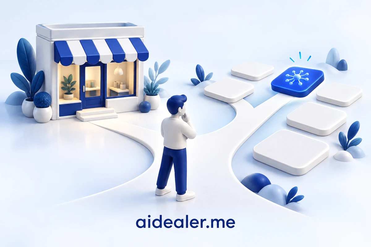 aidealer.me illustration of a small business choosing a first AI project