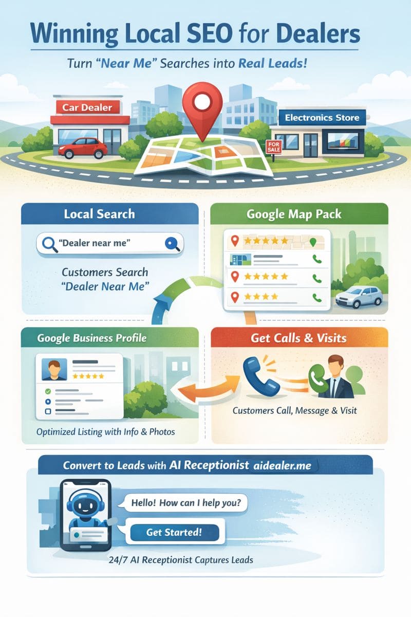 Infographic showing how local SEO works for dealers